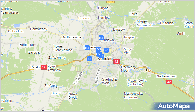 mapa Końskie, Końskie na mapie Targeo