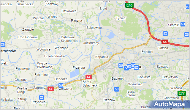 mapa Kopanka gmina Skawina, Kopanka gmina Skawina na mapie Targeo