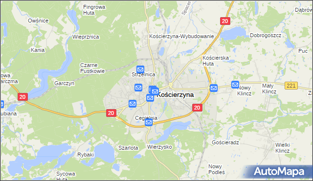 mapa Kościerzyna, Kościerzyna na mapie Targeo
