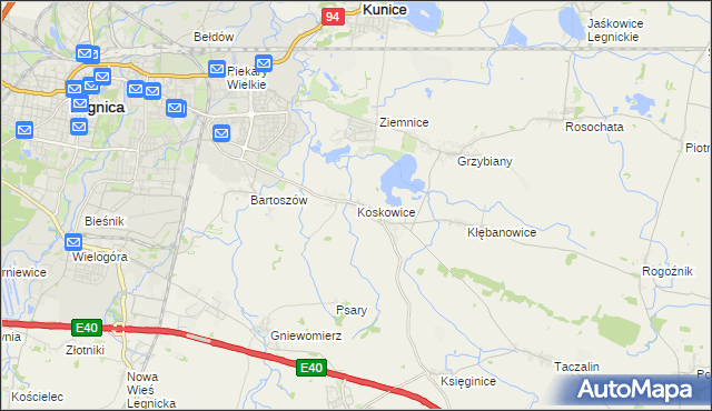 mapa Koskowice, Koskowice na mapie Targeo