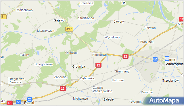 mapa Koszkowo, Koszkowo na mapie Targeo