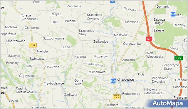 mapa Kozierów, Kozierów na mapie Targeo