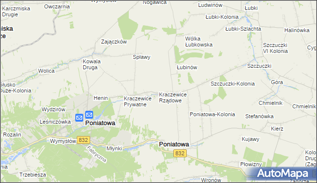 mapa Kraczewice Rządowe, Kraczewice Rządowe na mapie Targeo