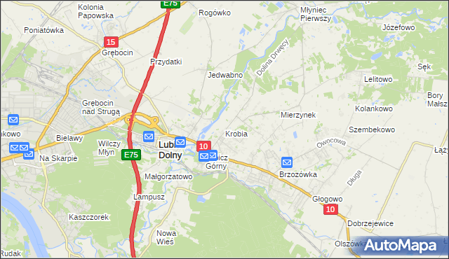 mapa Krobia gmina Lubicz, Krobia gmina Lubicz na mapie Targeo