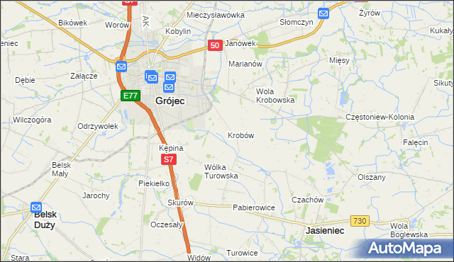 mapa Krobów, Krobów na mapie Targeo