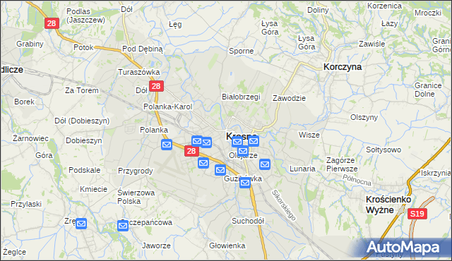 mapa Krosna, Krosno na mapie Targeo