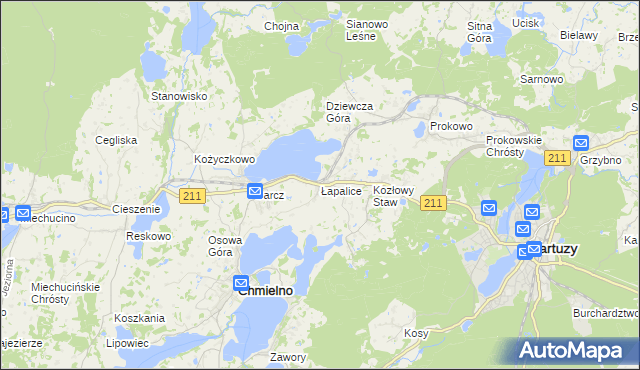 mapa Łapalice, Łapalice na mapie Targeo