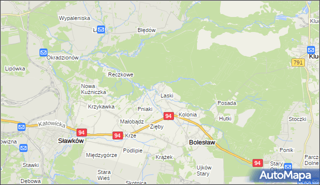 mapa Laski gmina Bolesław, Laski gmina Bolesław na mapie Targeo