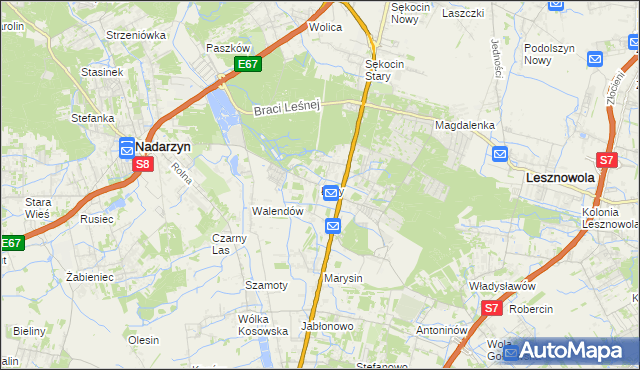 mapa Łazy gmina Lesznowola, Łazy gmina Lesznowola na mapie Targeo