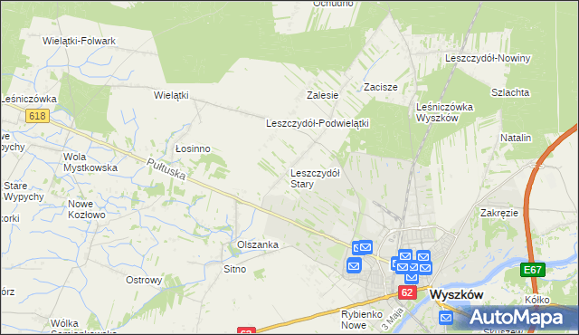 mapa Leszczydół Stary, Leszczydół Stary na mapie Targeo