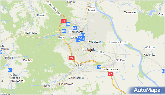 mapa Leżajsk, Leżajsk na mapie Targeo