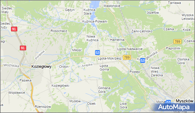 mapa Lgota-Mokrzesz, Lgota-Mokrzesz na mapie Targeo