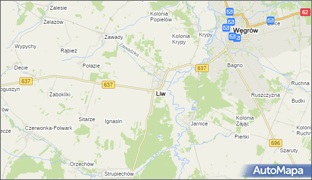 mapa Liw, Liw na mapie Targeo