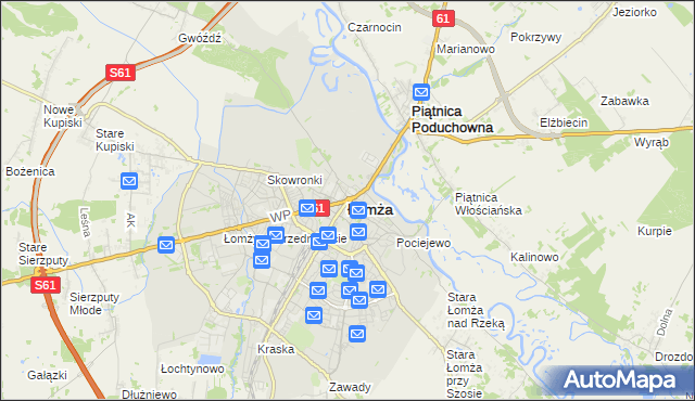 mapa Łomży, Łomża na mapie Targeo