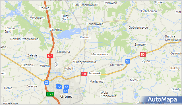 mapa Maciejowice gmina Grójec, Maciejowice gmina Grójec na mapie Targeo