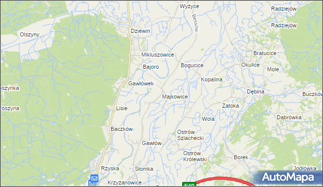mapa Majkowice gmina Bochnia, Majkowice gmina Bochnia na mapie Targeo