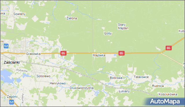 mapa Majówka gmina Supraśl, Majówka gmina Supraśl na mapie Targeo