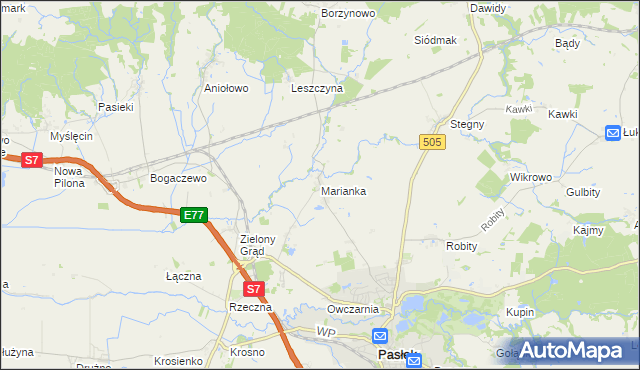 mapa Marianka gmina Pasłęk, Marianka gmina Pasłęk na mapie Targeo