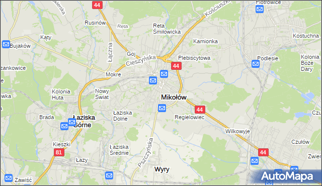 mapa Mikołów, Mikołów na mapie Targeo