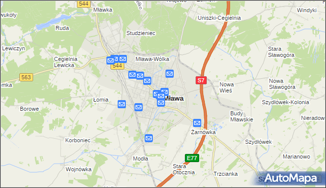 mapa Mława, Mława na mapie Targeo
