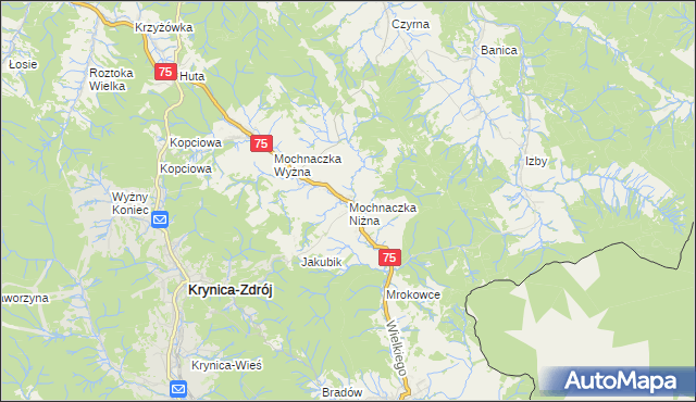 mapa Mochnaczka Niżna, Mochnaczka Niżna na mapie Targeo