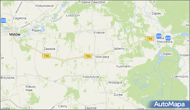 mapa Mokrzesz, Mokrzesz na mapie Targeo