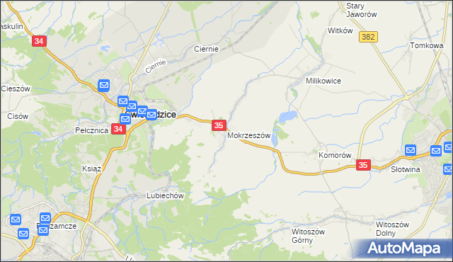 mapa Mokrzeszów, Mokrzeszów na mapie Targeo