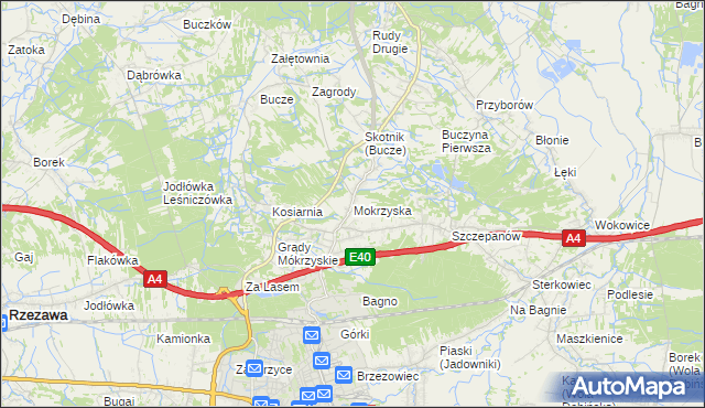 mapa Mokrzyska, Mokrzyska na mapie Targeo