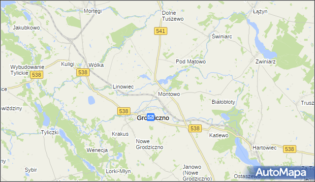 mapa Montowo, Montowo na mapie Targeo