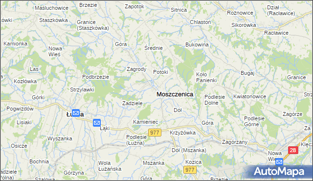 mapa Moszczenica powiat gorlicki, Moszczenica powiat gorlicki na mapie Targeo