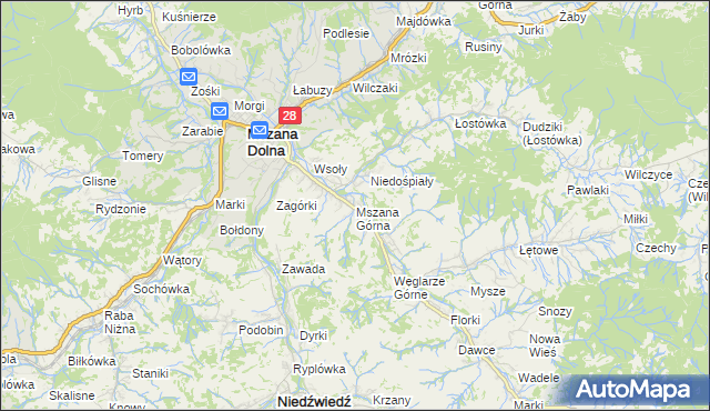 mapa Mszana Górna, Mszana Górna na mapie Targeo