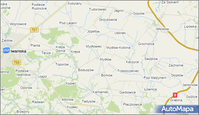 mapa Mydłów, Mydłów na mapie Targeo