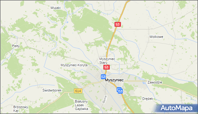 mapa Myszyniec Stary, Myszyniec Stary na mapie Targeo