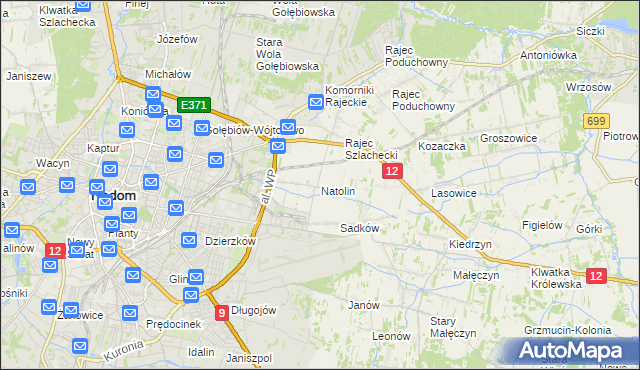 mapa Natolin gmina Jedlnia-Letnisko, Natolin gmina Jedlnia-Letnisko na mapie Targeo