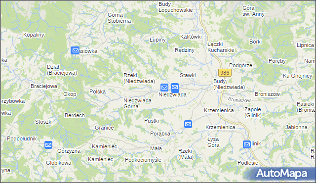 mapa Niedźwiada gmina Ropczyce, Niedźwiada gmina Ropczyce na mapie Targeo