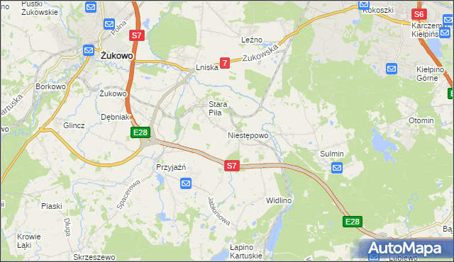 mapa Niestępowo, Niestępowo na mapie Targeo
