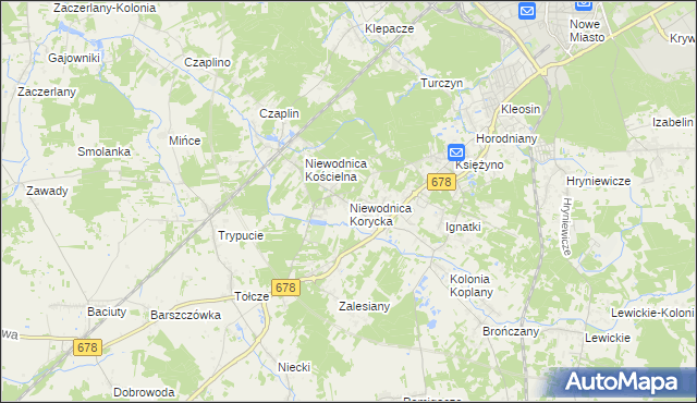 mapa Niewodnica Korycka, Niewodnica Korycka na mapie Targeo