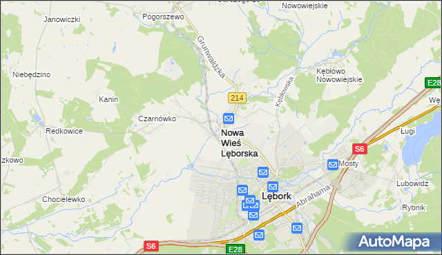 mapa Nowa Wieś Lęborska, Nowa Wieś Lęborska na mapie Targeo