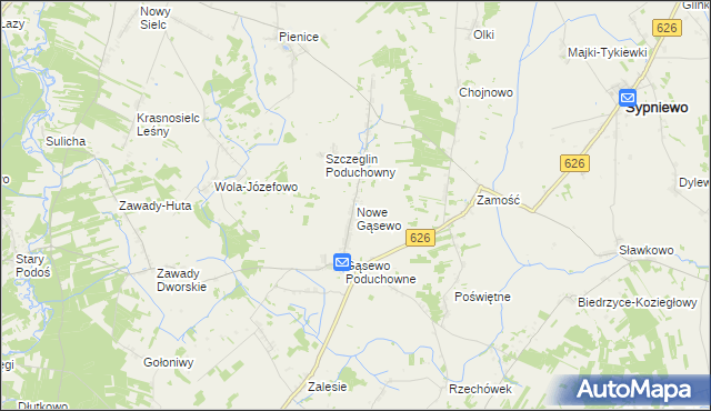 mapa Nowe Gąsewo, Nowe Gąsewo na mapie Targeo