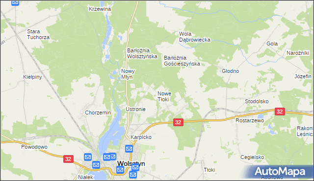 mapa Nowe Tłoki, Nowe Tłoki na mapie Targeo