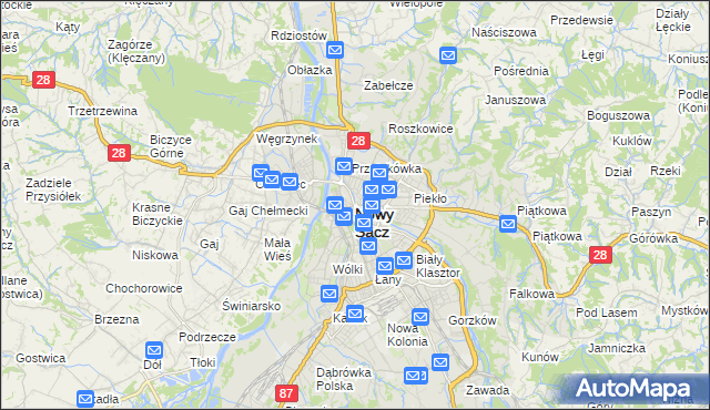 mapa Nowego Sącza, Nowy Sącz na mapie Targeo