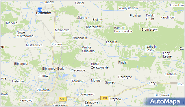 mapa Olszowiec gmina Brochów, Olszowiec gmina Brochów na mapie Targeo