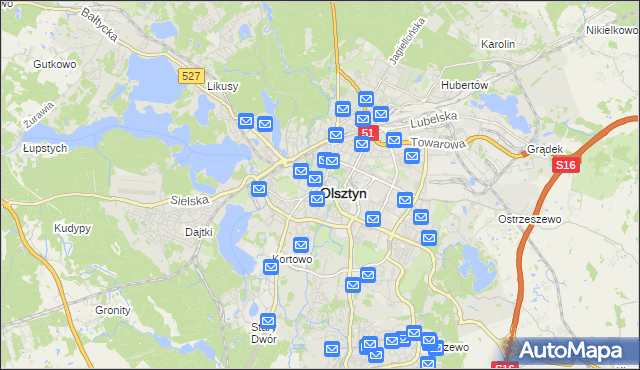 mapa Olsztyna, Olsztyn na mapie Targeo