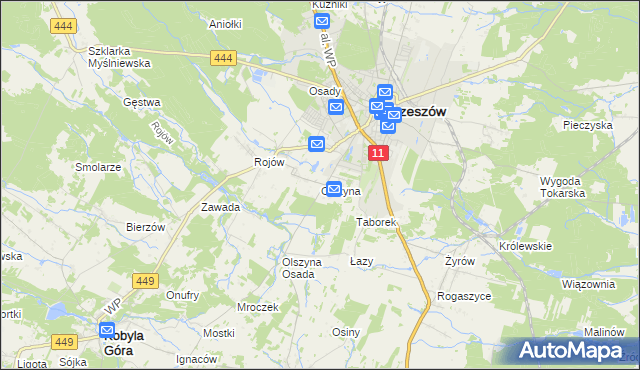 mapa Olszyna gmina Ostrzeszów, Olszyna gmina Ostrzeszów na mapie Targeo