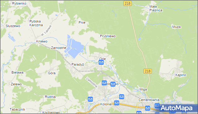 mapa Orle gmina Wejherowo, Orle gmina Wejherowo na mapie Targeo