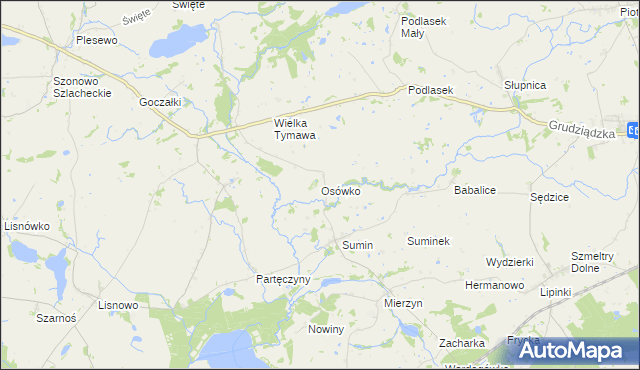 mapa Osówko gmina Biskupiec, Osówko gmina Biskupiec na mapie Targeo