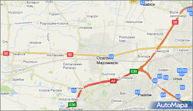 mapa Ożarów Mazowiecki, Ożarów Mazowiecki na mapie Targeo