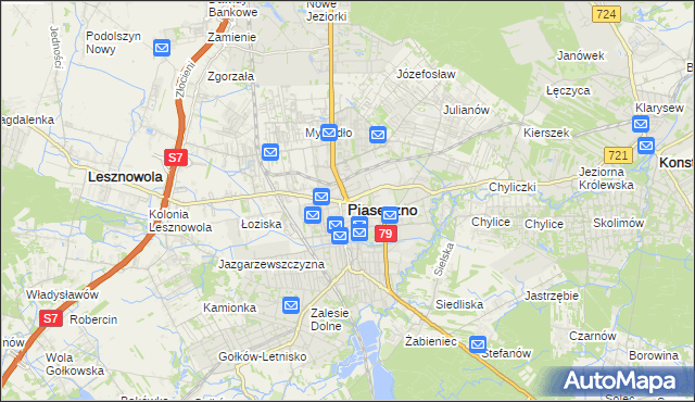 mapa Piaseczno, Piaseczno na mapie Targeo