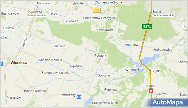 mapa Podgórki gmina Wierzbica, Podgórki gmina Wierzbica na mapie Targeo