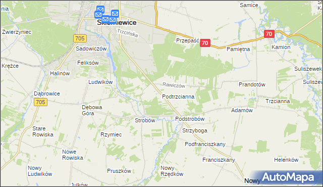 mapa Podtrzcianna, Podtrzcianna na mapie Targeo